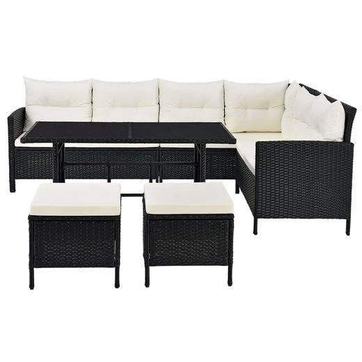 Juskys Gartenlounge-Set Manacor, , Polyrattan Gartenmöbel-Set mit Garten-Sofa