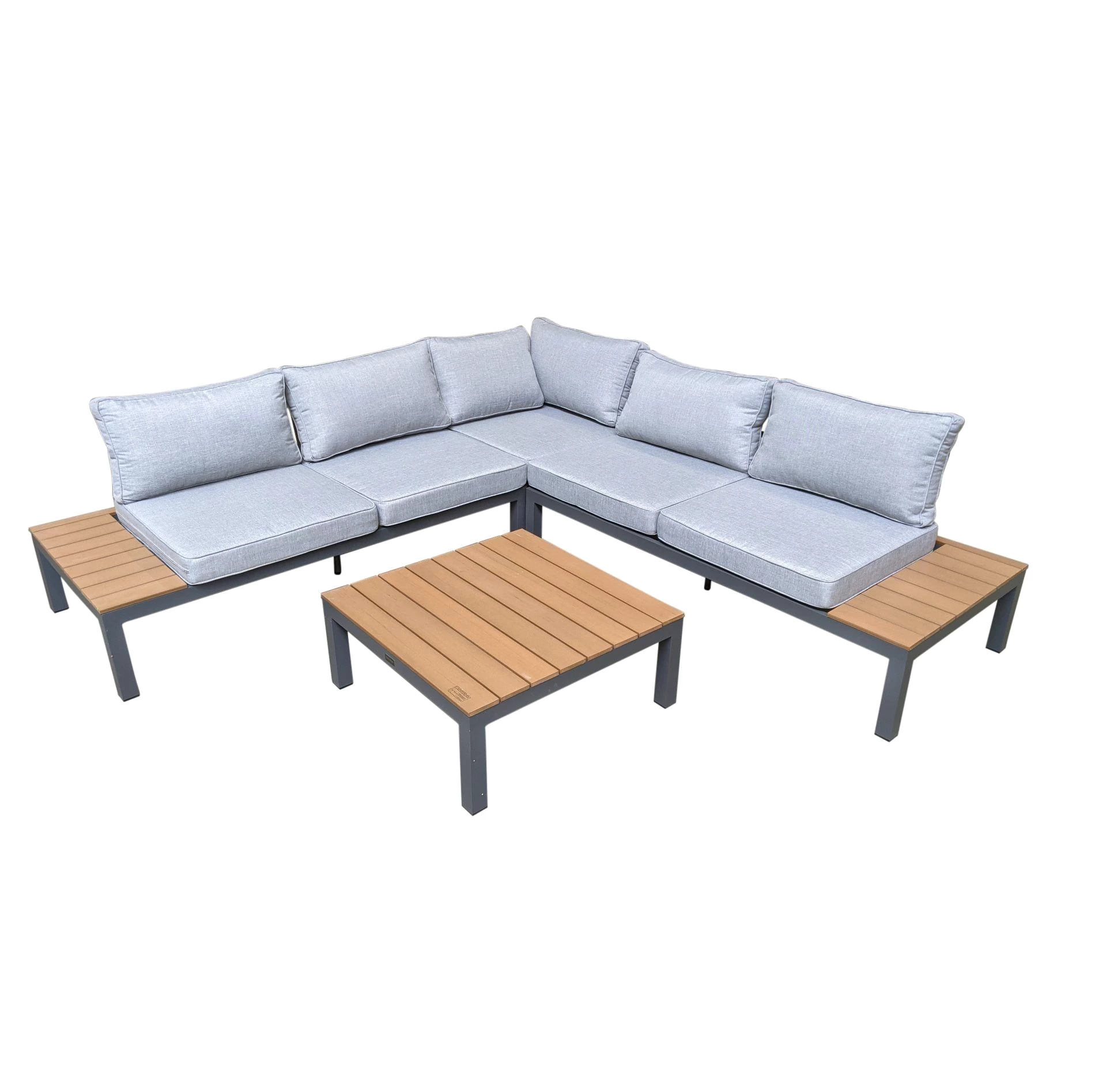 Home Islands Gartenlounge-Set Laos, , Loungeset mit Ablagen aus Polywood, Kissenset inklusive